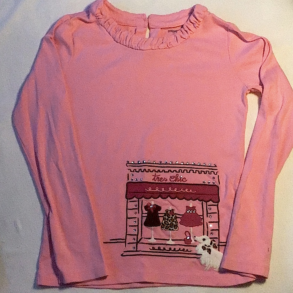 NWOT Gymboree girls long sleeve cotton shirt, embroidered  scene with jewels
